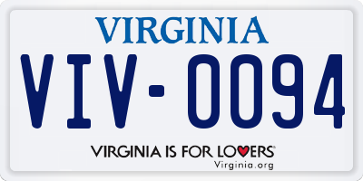 VA license plate VIV0094