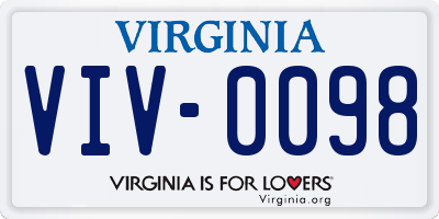 VA license plate VIV0098