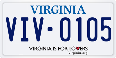 VA license plate VIV0105