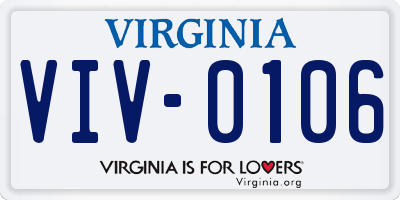 VA license plate VIV0106