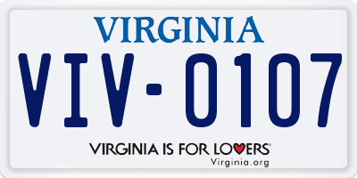 VA license plate VIV0107