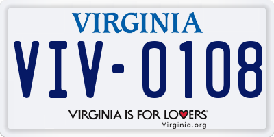 VA license plate VIV0108
