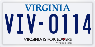 VA license plate VIV0114