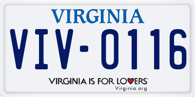 VA license plate VIV0116