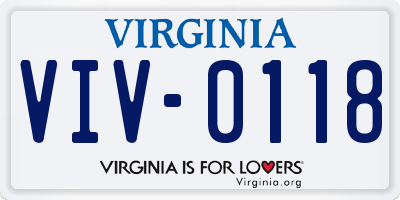 VA license plate VIV0118