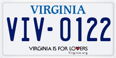 VA license plate VIV0122