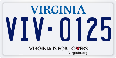 VA license plate VIV0125