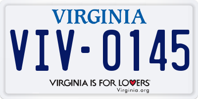 VA license plate VIV0145