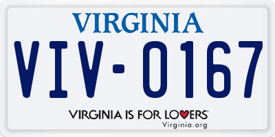 VA license plate VIV0167