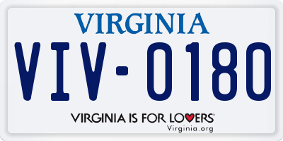VA license plate VIV0180
