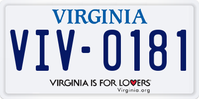 VA license plate VIV0181