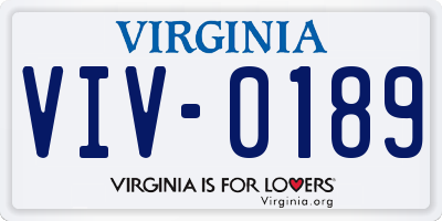VA license plate VIV0189