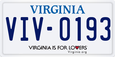 VA license plate VIV0193