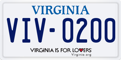 VA license plate VIV0200