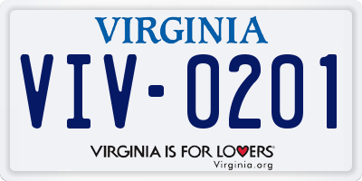 VA license plate VIV0201