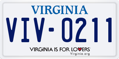 VA license plate VIV0211