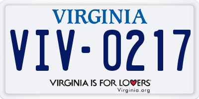 VA license plate VIV0217