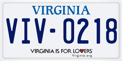 VA license plate VIV0218