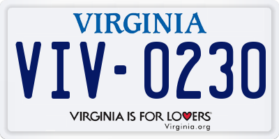 VA license plate VIV0230