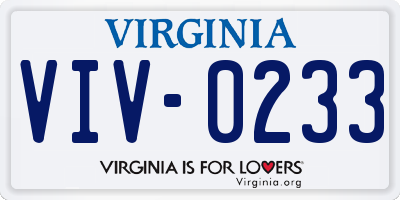 VA license plate VIV0233