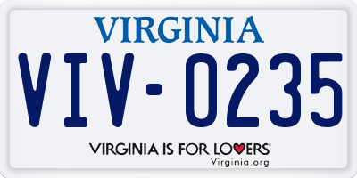 VA license plate VIV0235