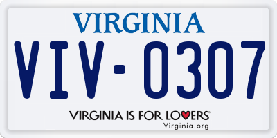 VA license plate VIV0307