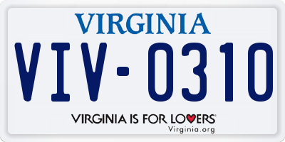 VA license plate VIV0310