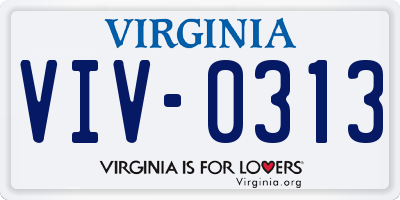VA license plate VIV0313