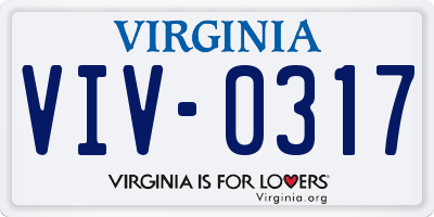 VA license plate VIV0317