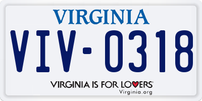 VA license plate VIV0318