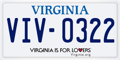 VA license plate VIV0322