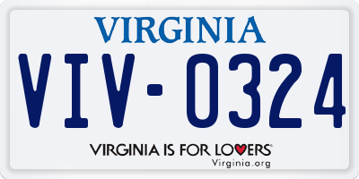 VA license plate VIV0324