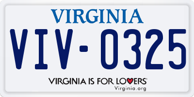 VA license plate VIV0325