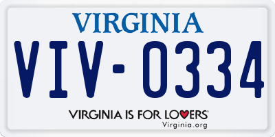 VA license plate VIV0334