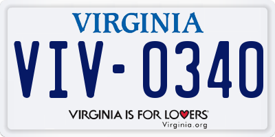 VA license plate VIV0340