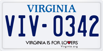 VA license plate VIV0342