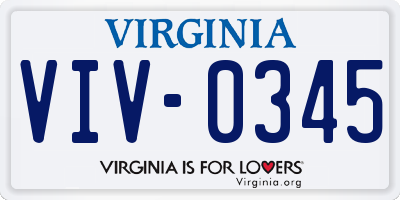 VA license plate VIV0345