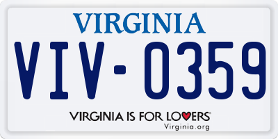VA license plate VIV0359