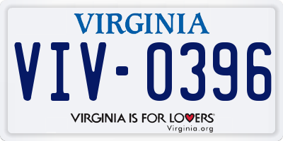 VA license plate VIV0396