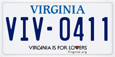 VA license plate VIV0411
