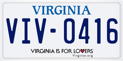 VA license plate VIV0416
