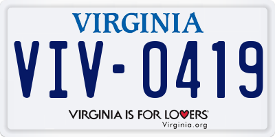 VA license plate VIV0419