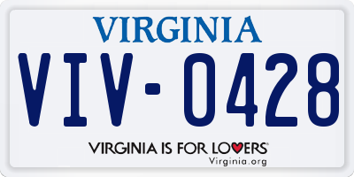 VA license plate VIV0428