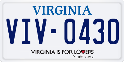 VA license plate VIV0430