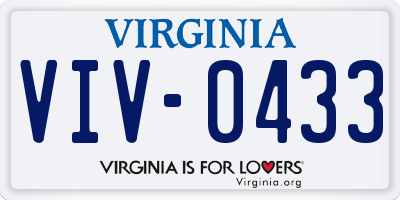 VA license plate VIV0433