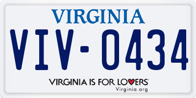 VA license plate VIV0434