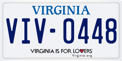 VA license plate VIV0448