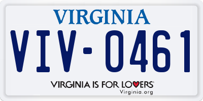 VA license plate VIV0461