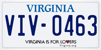 VA license plate VIV0463