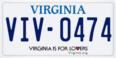 VA license plate VIV0474